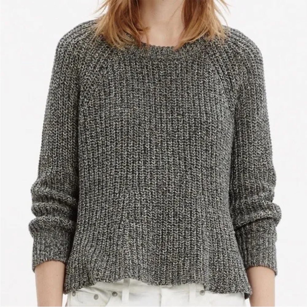Madewell | Gray Linen Blend Swing Crop Sweater